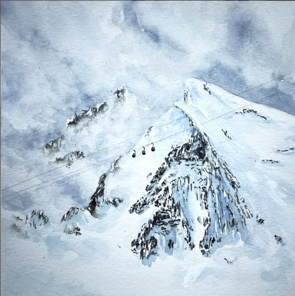 Skyway suspendu devant le Mont Blanc